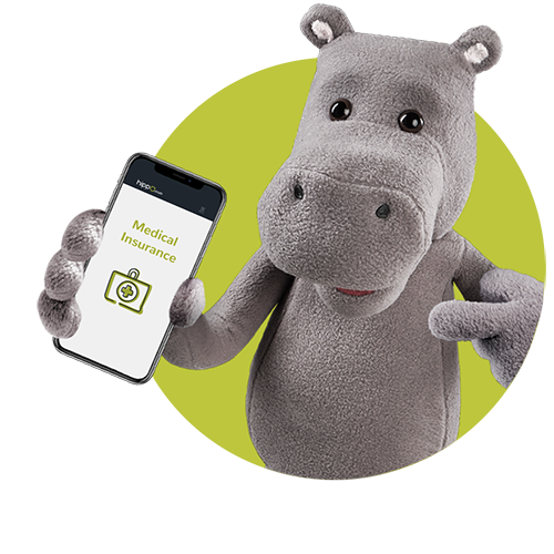 Hippo holding phone, with Medical