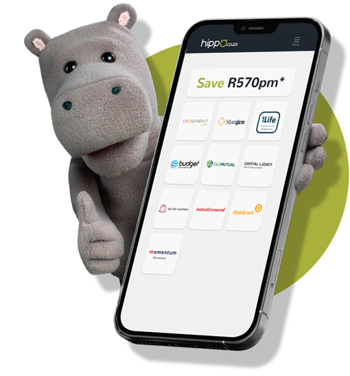 Hippo holding phone, Save on your Life Insurance