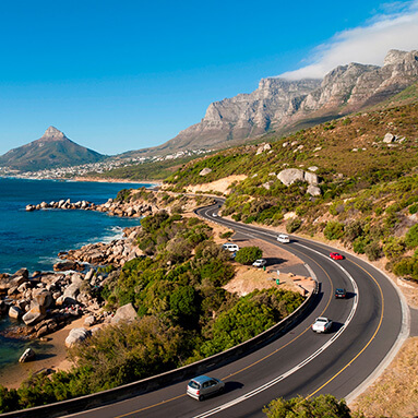 Coastal road and mountains