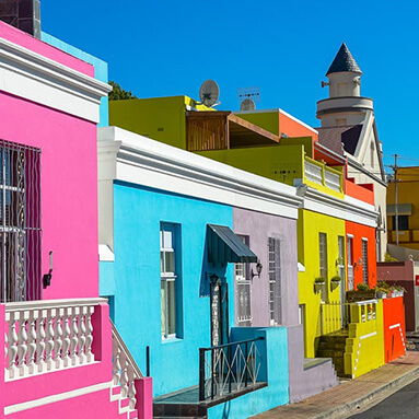 Multicoloured Cape Town Bokaap houses