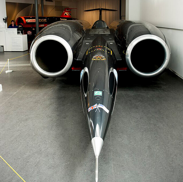 Front view of a black Thrust SSC.