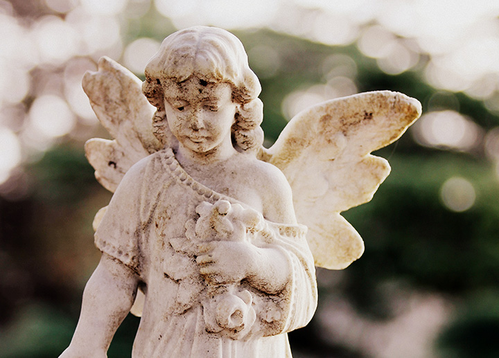 Concrete statue of an angel