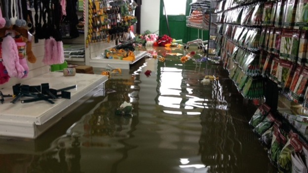 Flooded shop.