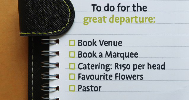 To do for the great departure