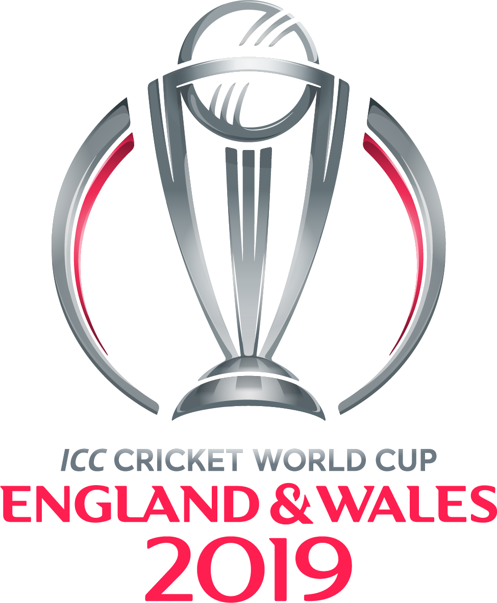 International Cricket Conference 2019 World Cup logo showing the World Cup trophy placed in the middle of the logo with the contrast of grey and red.