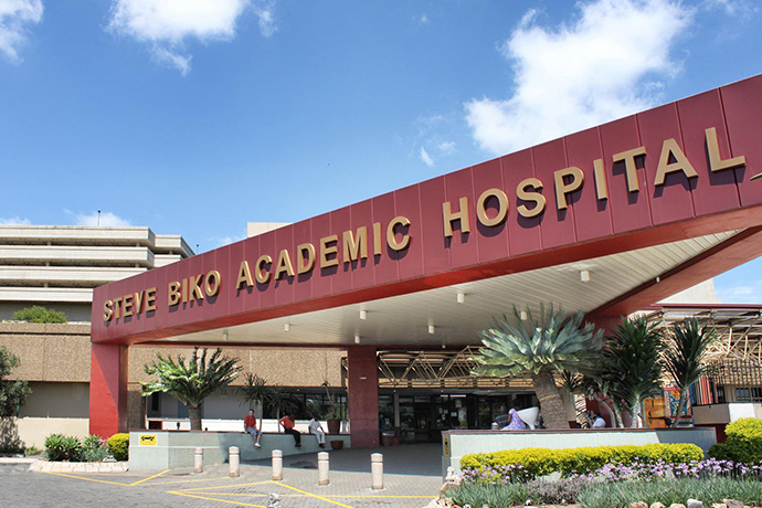 Entrance to the Steve Biko Hospital in Pretoria.