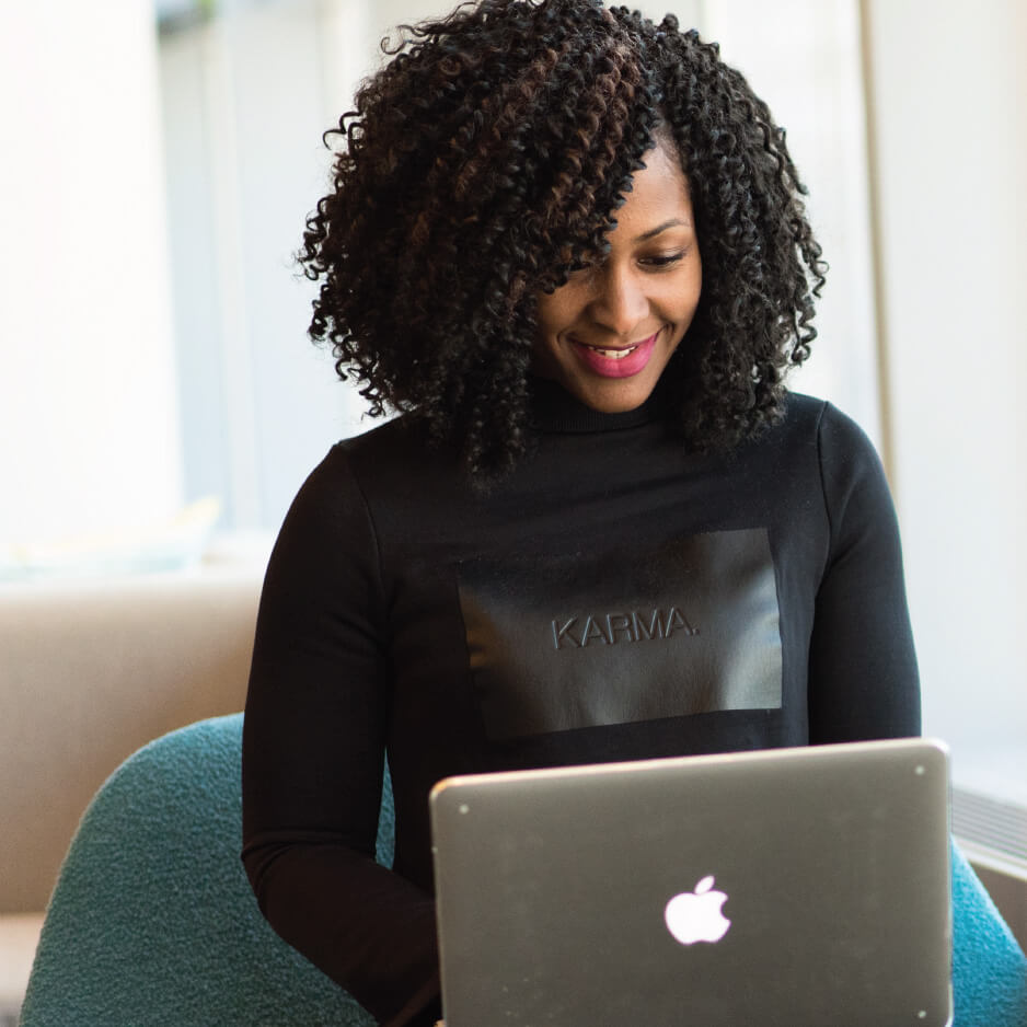 Young lady working on her laptop