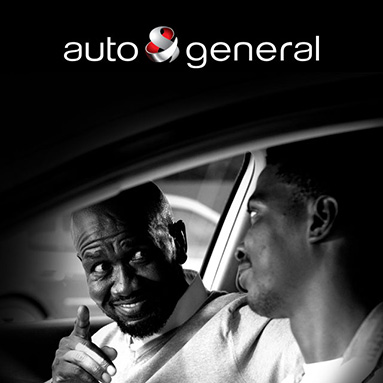 Father and son in car talking about insurance for your first car | About Auto & General | Proud Hippo.co.za partner
