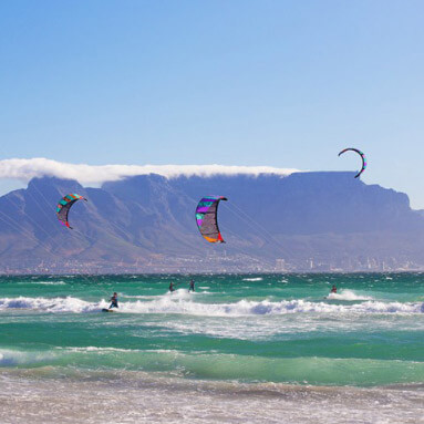 Kiteboarding in Cape Town.