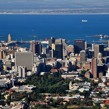 Sea port in Cape Town with the Table Mountain in the background.