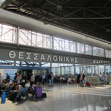 Passengers at Thessaloniki Airport.
