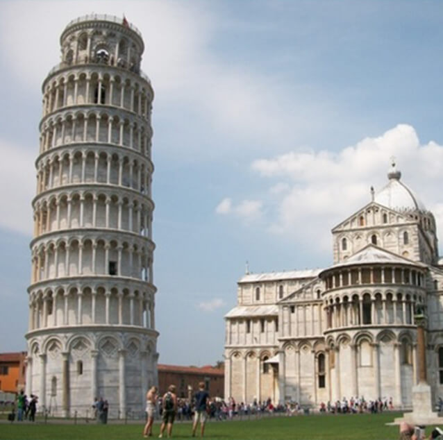 The Pisa Leaning Tower in Italy.