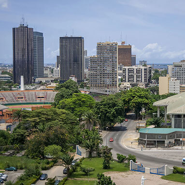 Skyscrapers in the city of Yamoussoukro