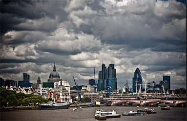 Storm clouds over London.