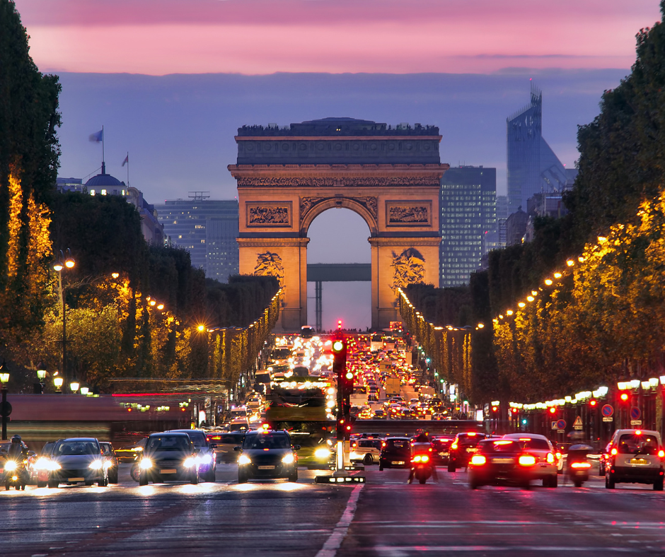 The Air France aeroplane in the sky.