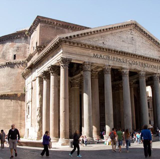 People touring the Pantheon in Rome