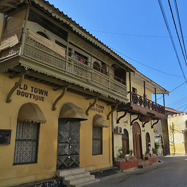 Old town boutique building in historic Mombasa Kenya