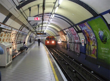 Oncoming train, London underground.